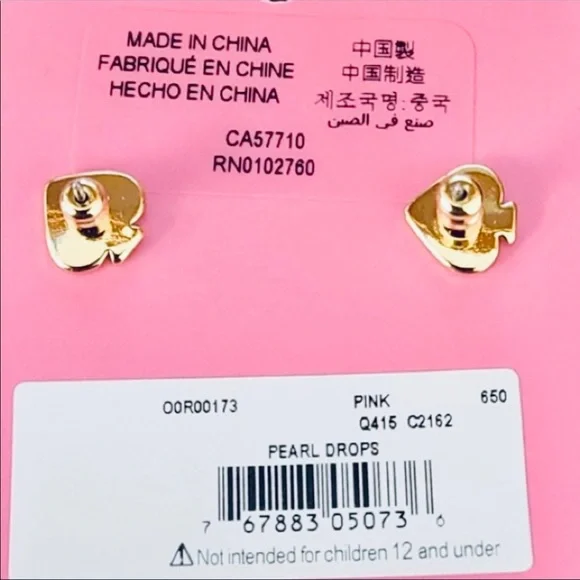 kate spade Pink Teardrop Gold-Trim Stud Earrings - Picture 5 of 7